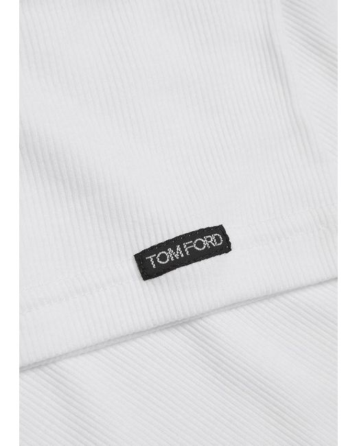 Tom Ford White Ribbed Logo Track Tank Top for men