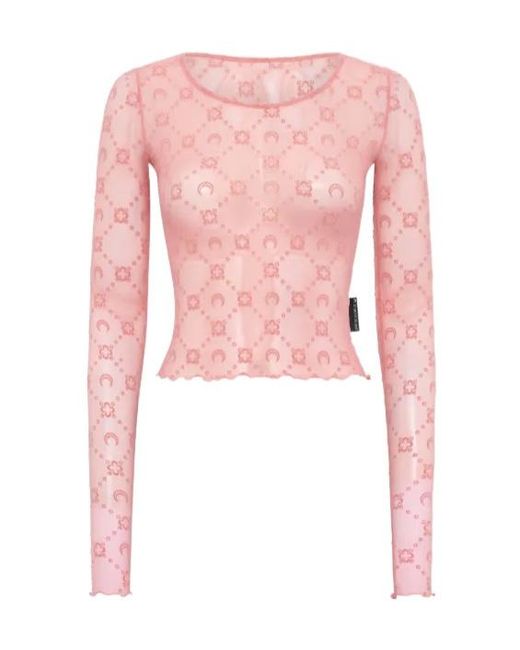 MARINE SERRE Pink Geometric-Pattern Top