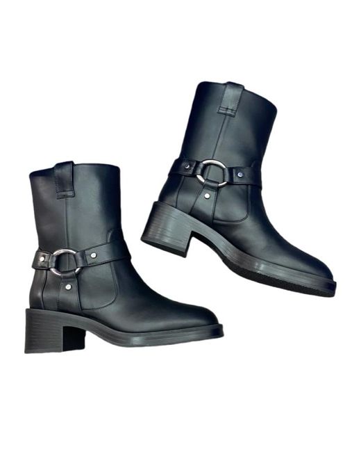 Stuart Weitzman Blue Loop Buckle Booties