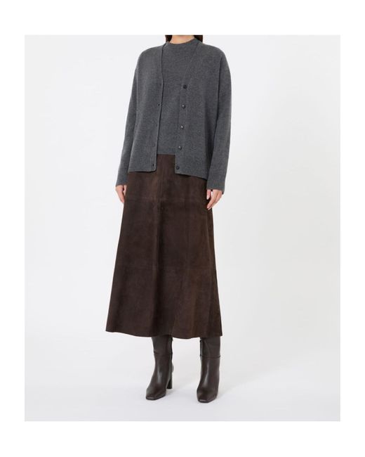 Max Mara Gray Button-Up V-Neck Cardigan