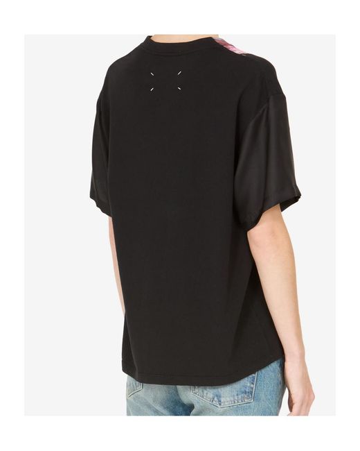 Maison Margiela Black Floral Printed V-Neck T-Shirt