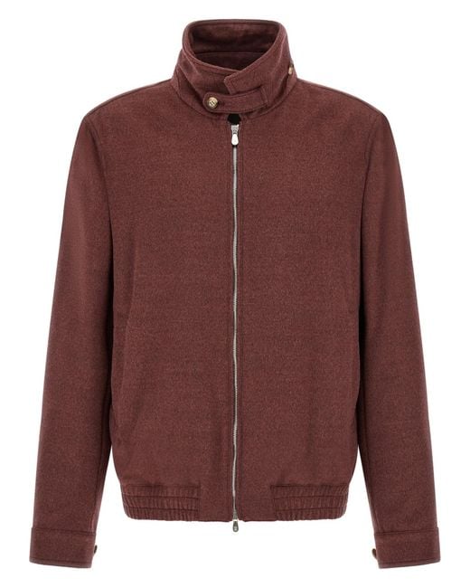 Brunello Cucinelli Purple Zip Bomber Jacket for men