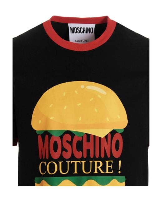 Moschino Black Graphic-Print Crew-Neck T-Shirt for men
