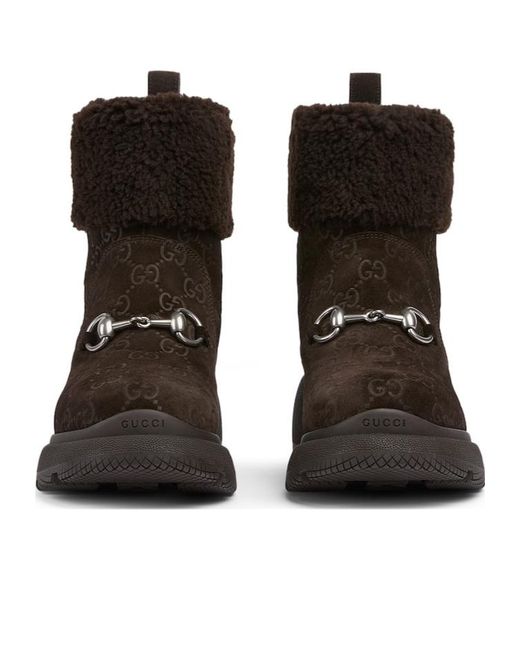Gucci Brown Lace-Up Ankle Boots