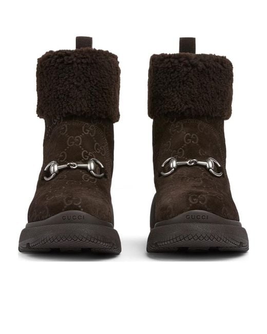 Gucci Brown Lace-Up Ankle Boots