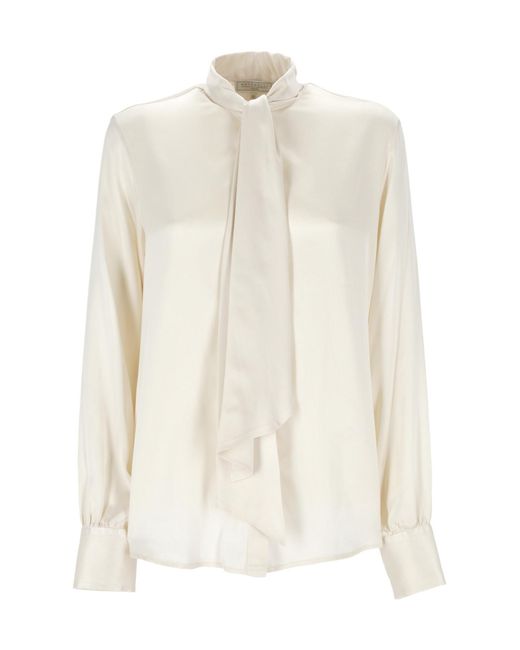 Antonelli White Tie-Neck Blouse