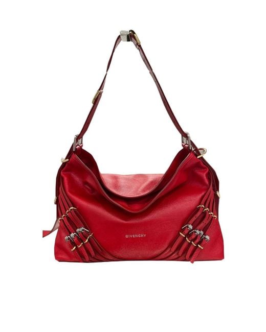 Givenchy Red Voyou Buckle Detailed Medium Shoulder Bag