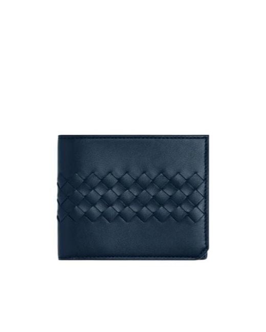 Bottega Veneta Blue Intrecciato Piccolo Bi-Fold Wallet for men