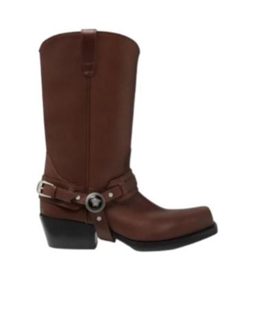 Versace Brown Leather Cowboy Boots