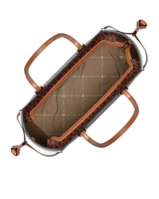 Michael Kors Brown Voyager Extra-Small Signature Logo Convertible Crossbody Bag