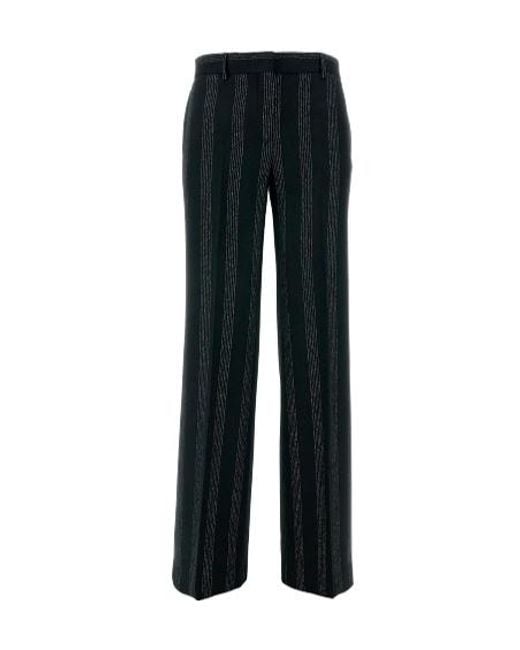 MSGM Black Striped Wide-Leg Trousers