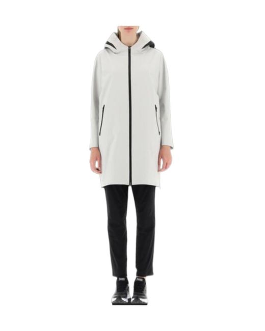 Herno Gray Long-Sleeved Hooded Zipped Coat