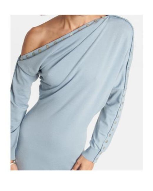 Altuzarra Blue Jeevika One-Shoulder Knit Midi Dress