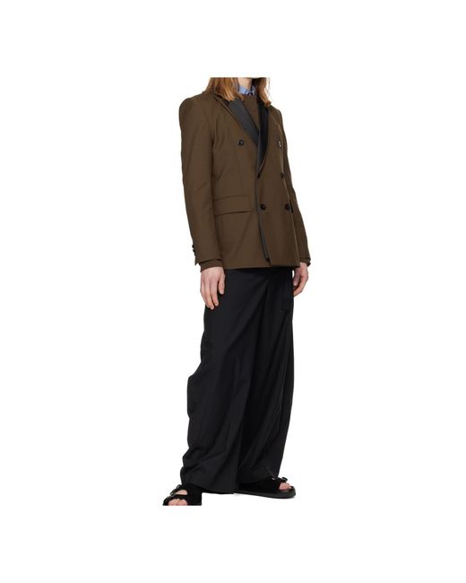 Sacai Brown Wool Blend Suit Jacket for men