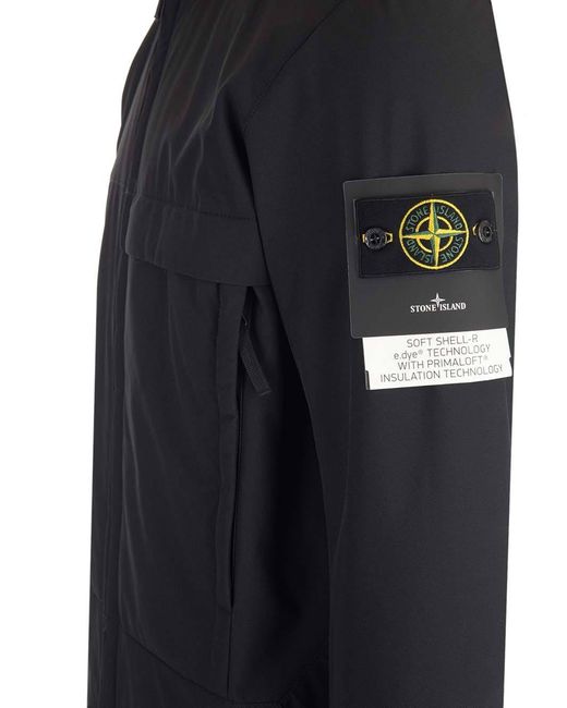 Stone Island Blue Compass-Patch Hooded Jacket for men