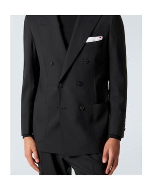 Kiton Black Wool Suit for men