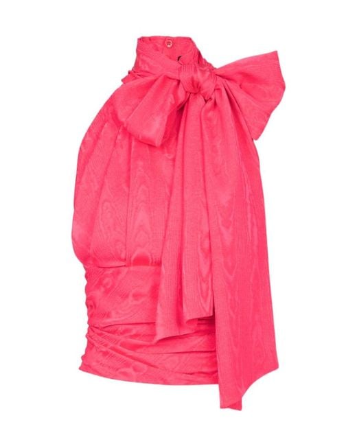 Balmain Pink Ruched Detail Halterneck Top