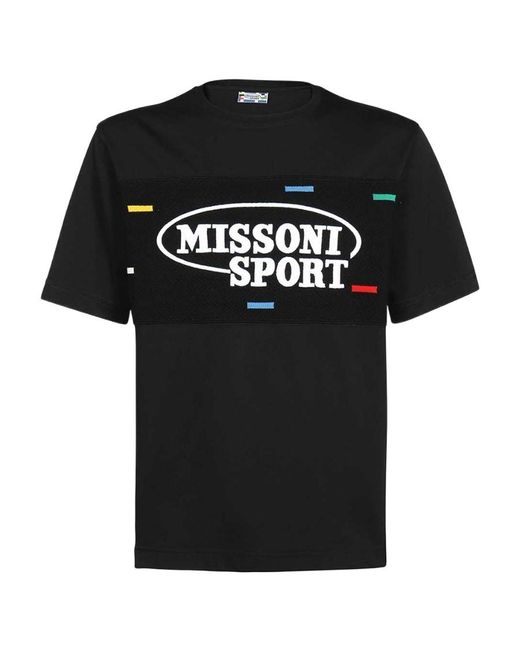 Missoni Black Logo Printed Crewneck T-Shirt for men