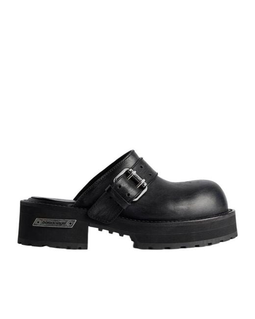 Balenciaga Black Venom Buckled Mules