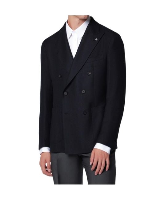 Tagliatore Blue Double-Breasted Tailored Blazer for men