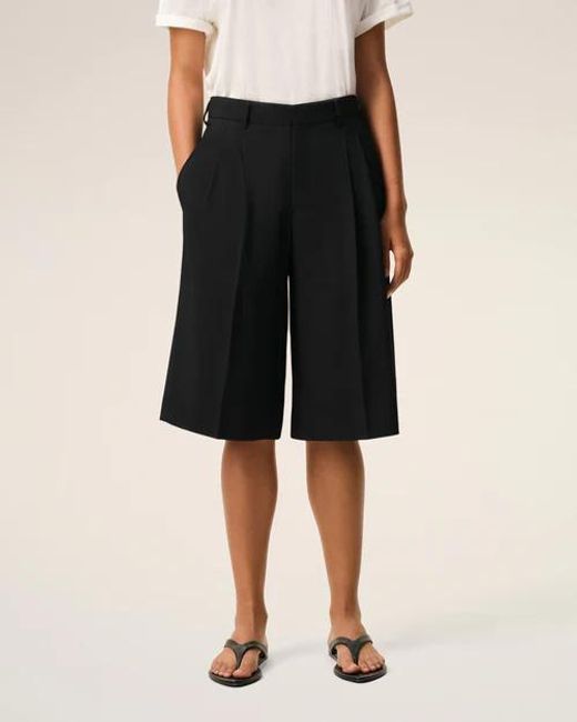 AMI Black Low Waist Wide Bermuda Shorts