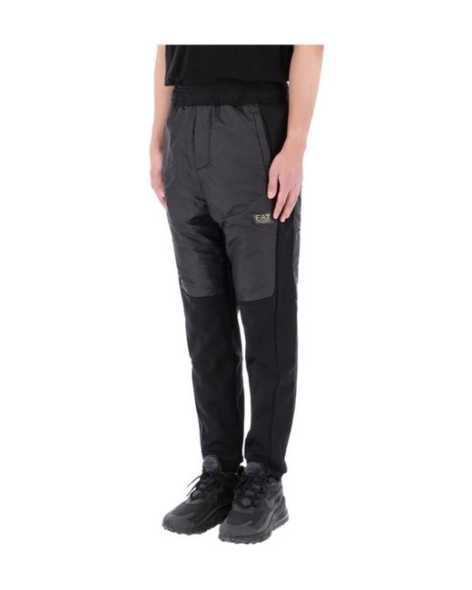 Emporio Armani Black Elastic Waist Sports Pants for men