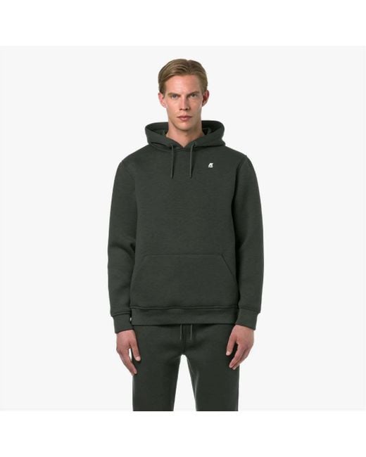 K-Way Green Logo Patch Drawstring Hoodie for men