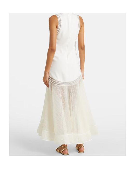 Jonathan Simkhai White Zakaria Mesh-Trimmed Maxi Dress