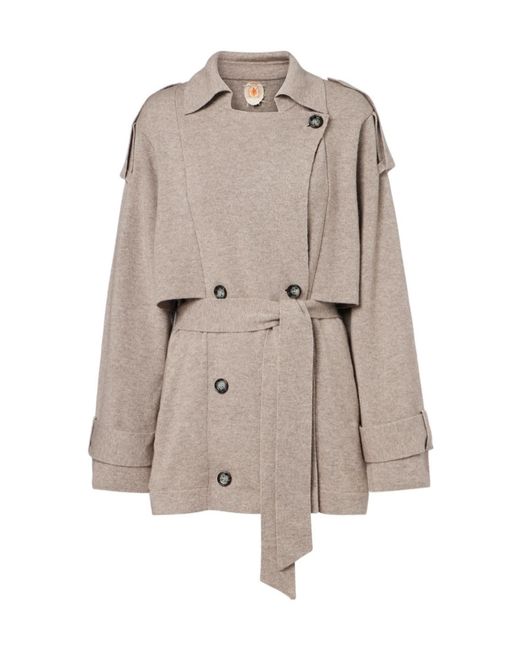 Jardin Des Orangers Natural Cropped Wool And Cashmere Trench Coat