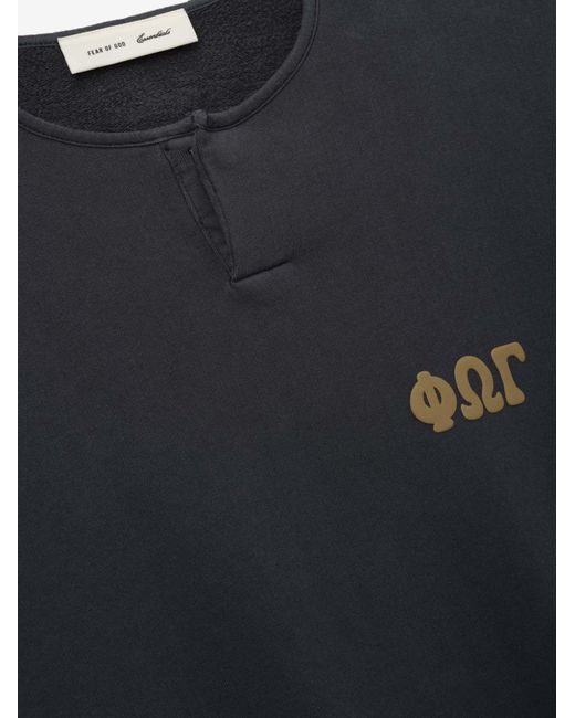 Fear Of God Blue Logo 3/4 Henley Sweatshirt for men