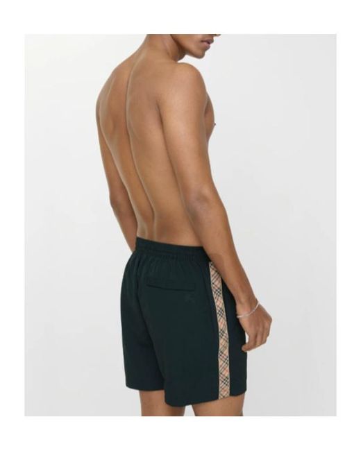 Burberry Blue Check Trim Swim Shorts for men