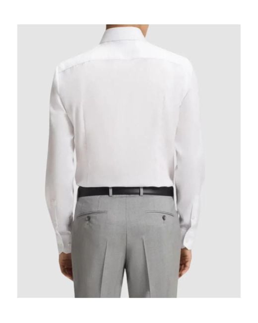 Boss White Long-Sleeve Button-Fastening Shirt for men