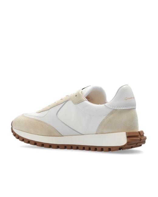 Gianvito Rossi White Gravel Panelled Lace-Up Sneakers