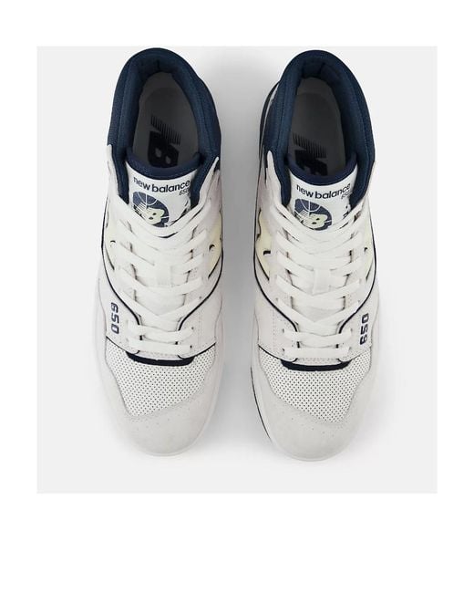 New Balance White 650 High-Top Lace-Up Sneakers for men