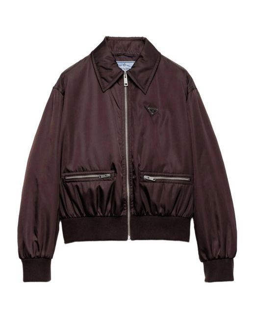 Prada Brown Re-Nylon Zipped Blouson Jacket