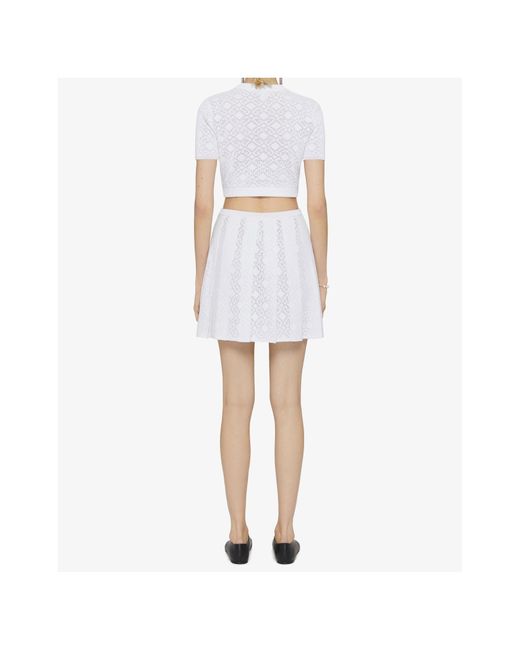 Givenchy White Monogram 72 Jacquard Pleated Mini Skirt
