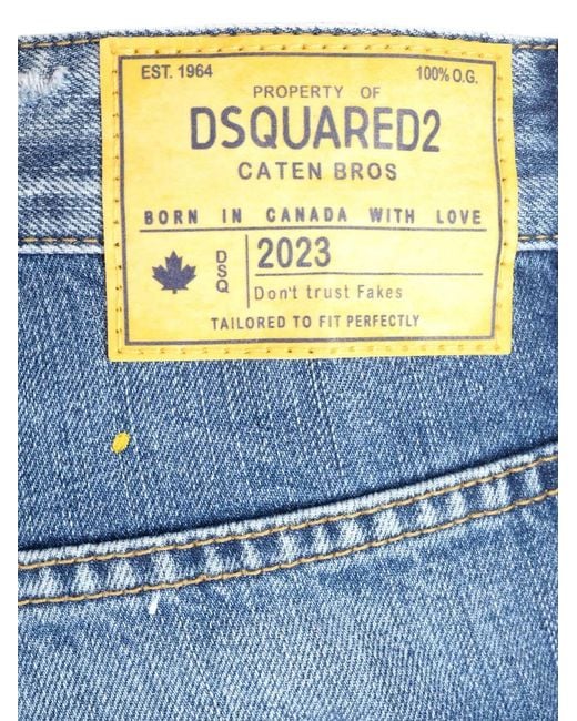 DSquared² Blue Patchwork Logo Detailed Jeans for men