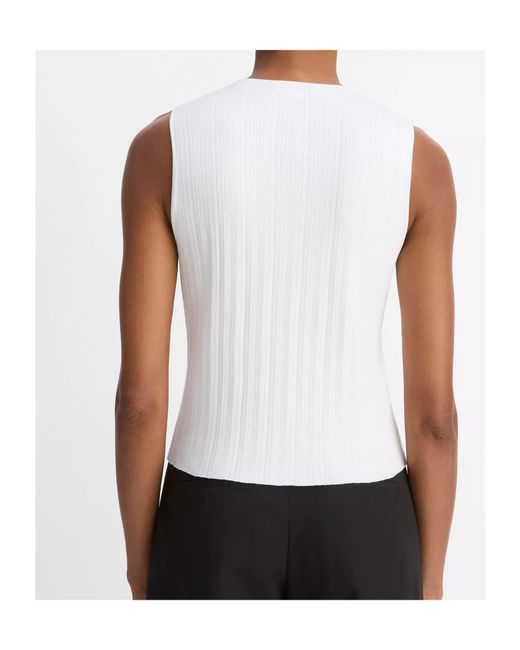 Vince White Sleeveless Cardigan