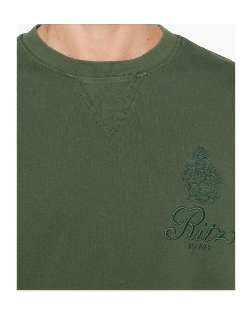 FRAME Green X Ritz Paris Embroidered Crewneck Sweatshirt for men