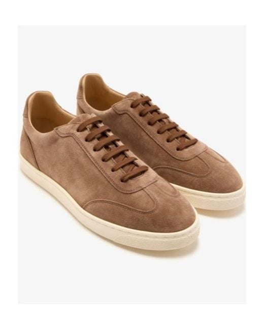 Brunello Cucinelli Brown Round Toe Lace-Up Sneakers for men