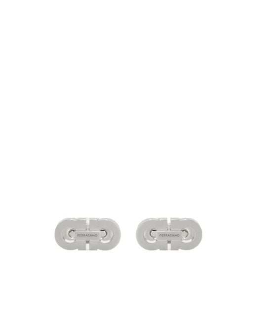 Ferragamo White Double Gancini Cufflinks for men