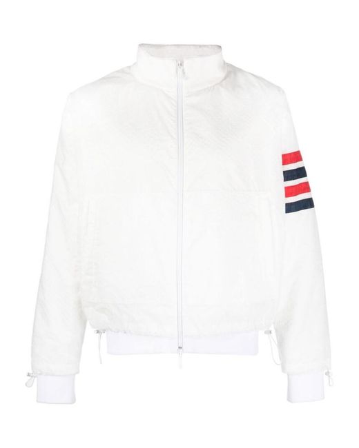 Thom Browne White 4-Bar Stripe Ripstop Jacket for men