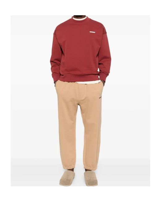 Barrow Red Logo-Detail Crew-Neck Sweatshirt for men