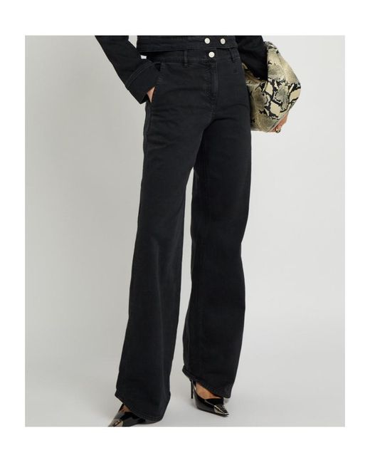 Courreges Black Hammer Logo-Embroidered Wide-Leg Jeans