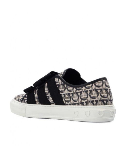 Ferragamo Black Gancini-Pattern Jacquard Sneakers