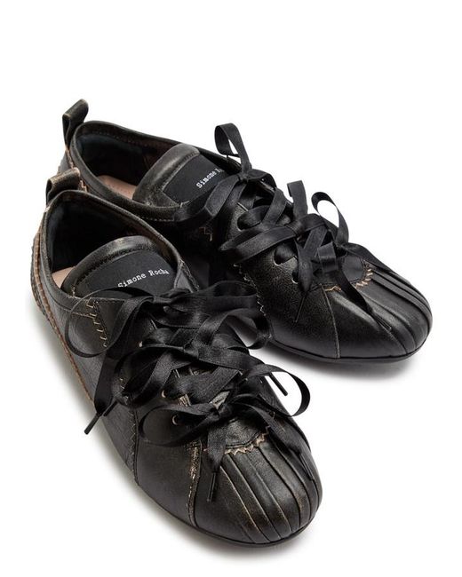 Simone Rocha Black Ballerina Grip Leather Sneakers