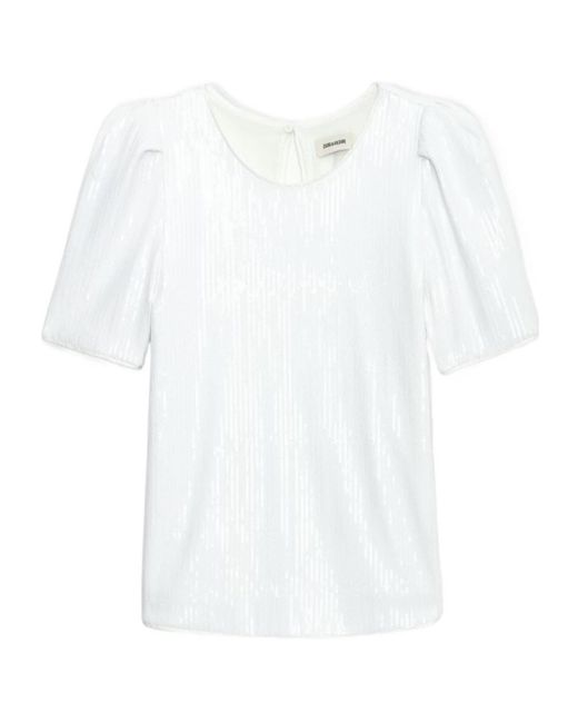 Zadig & Voltaire White Tchao Sequinned T-Shirt