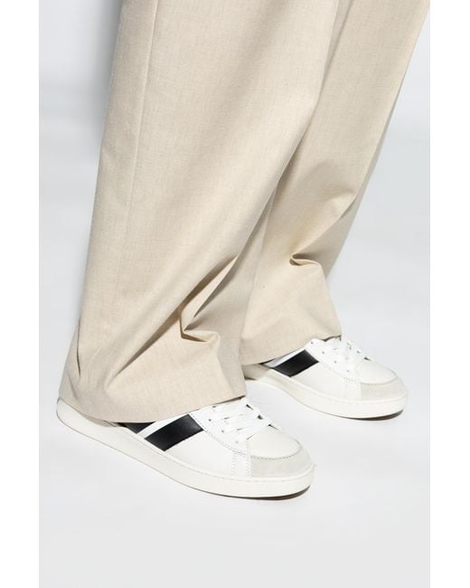Bally White Round Toe Lace-Up Sneakers