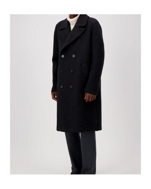 Harris Wharf London Black Double-Breasted Wool Coat for men