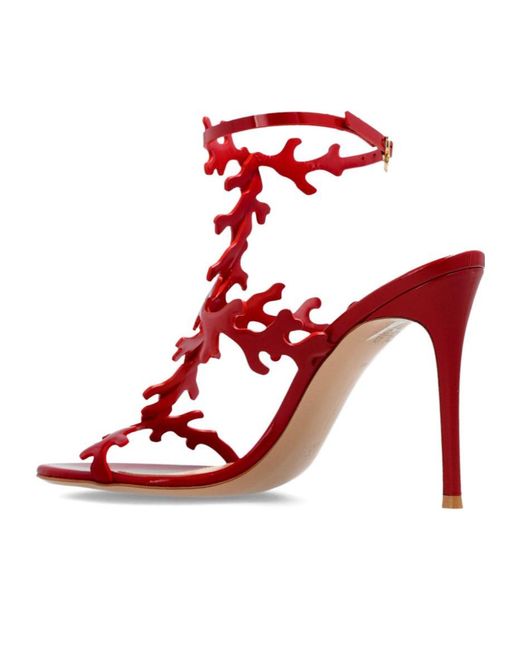 Gianvito Rossi Red Open Toe Stiletto Sandals